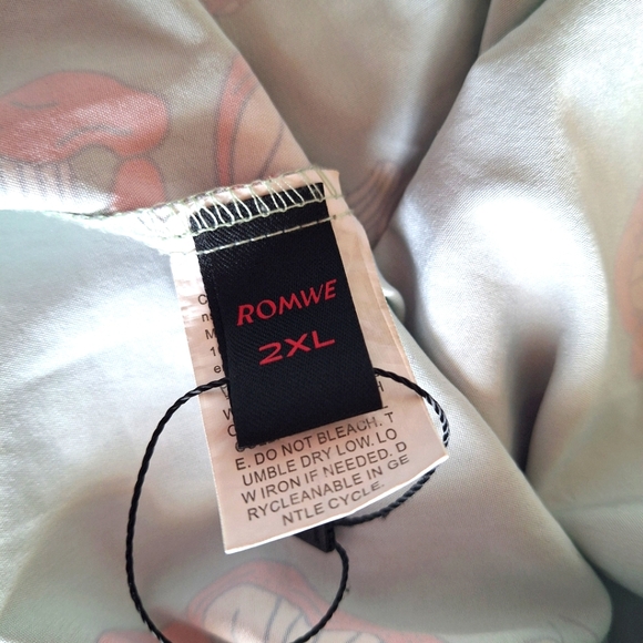 ROMWE 2XL MUSHROOM PRINT 🍄 MINT GREEN BUTTON DOWN SHIRT - Picture 4 of 9